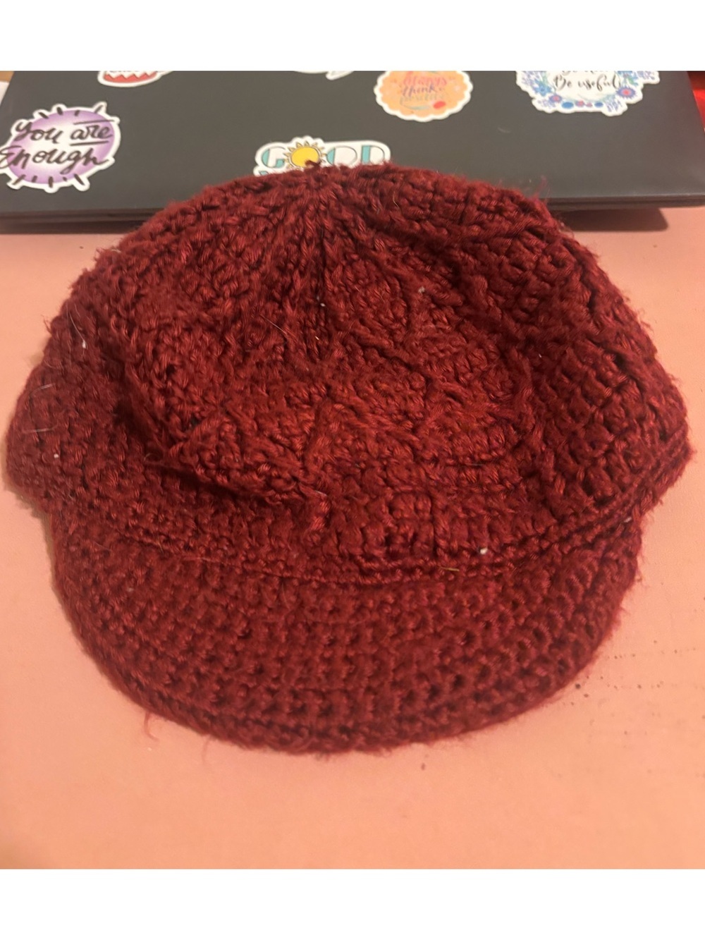 pistil Red and Black Knit Visor Beanie